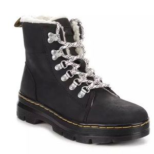 New without box** Doc Martens, women's Comb Fleece Combat Boot, black leather, 9